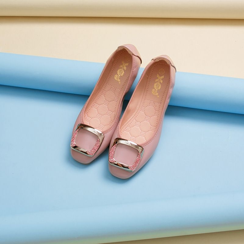 蛋卷平底鞋女夏2021新款潮百搭韩版方扣浅口单鞋黑色舒适软底女鞋