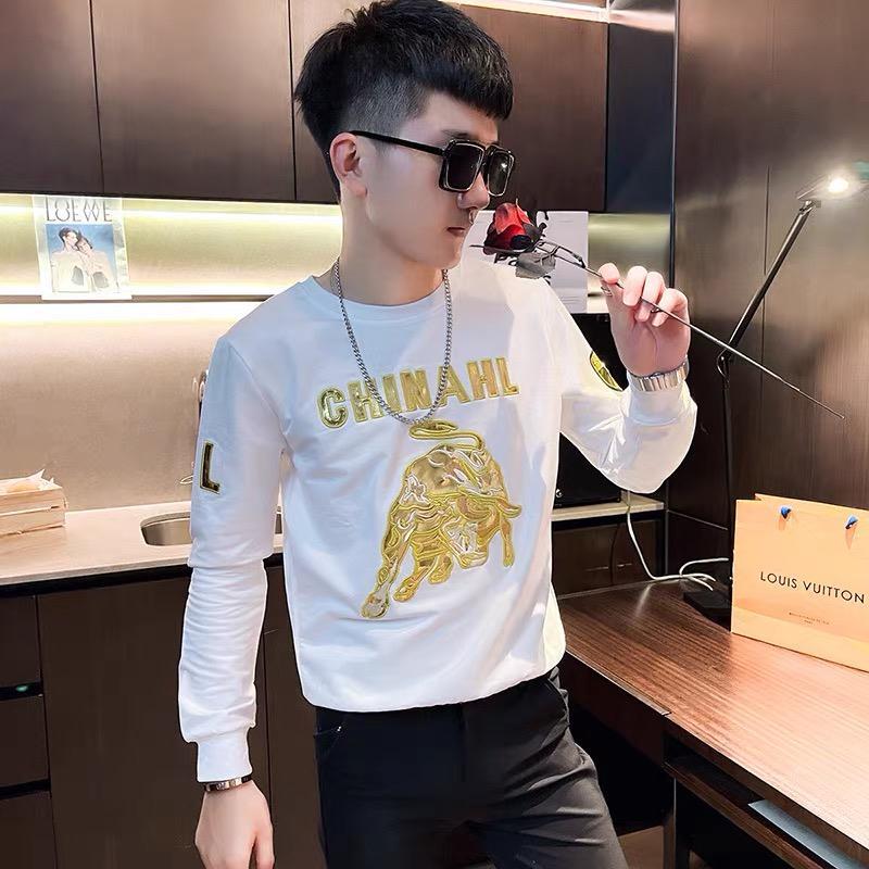 2021新款卫衣男潮ins精神小伙印花公牛年衣服潮牌圆领男士长袖t恤