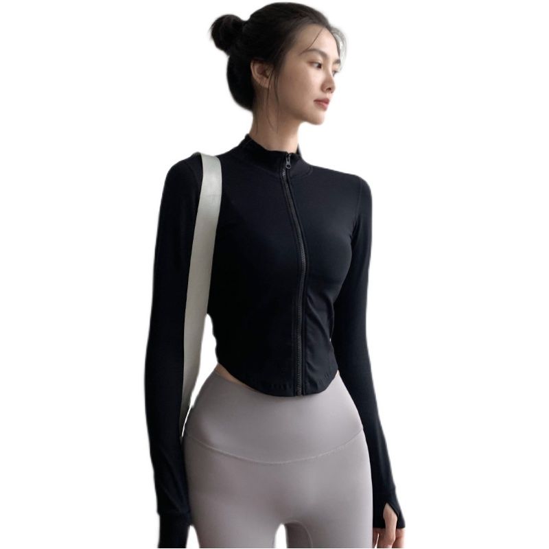 2022 new sports yoga top women's long-sleeved zipper running slim slim fitness clothes quick-drying training comfortable