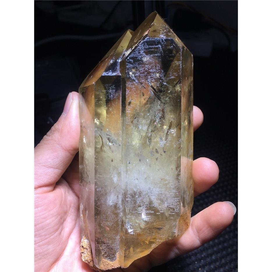 天然黄水晶原石柱子摆件 招财水晶 双尖原石 一物一图