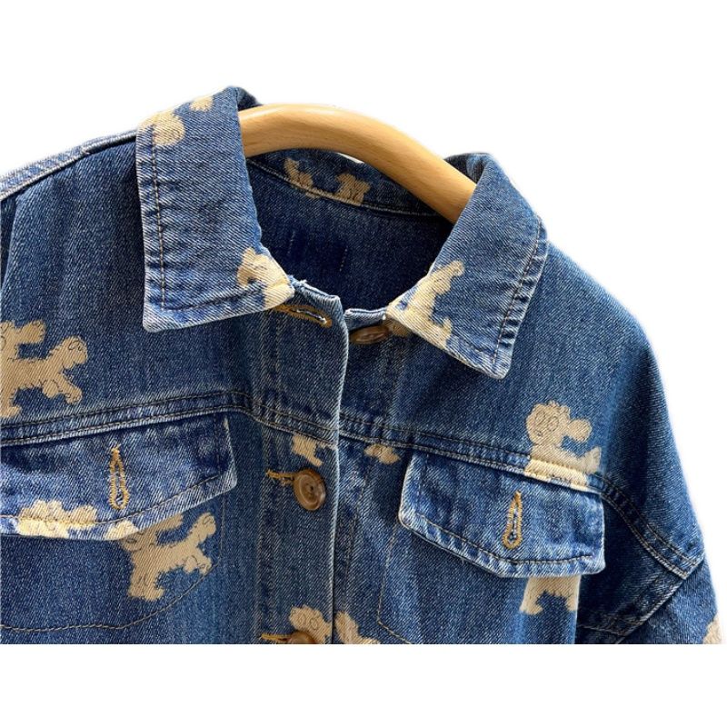 Children's autumn suit 2022 spring new Korean version of boys and girls cartoon printing baby foreign style denim suit cool