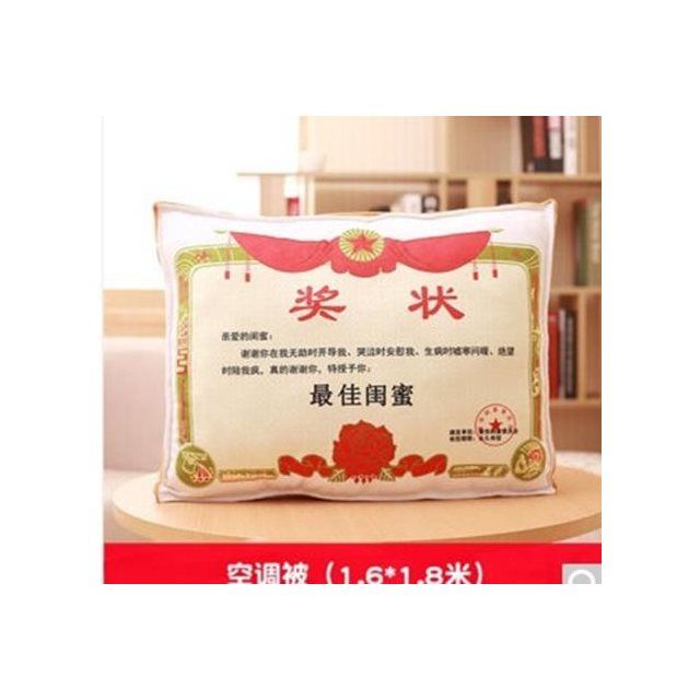 母亲节实用礼物创意奖状抱枕靠垫空调被送妈妈爸爸卡通抱枕被子