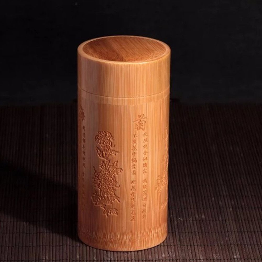 茶叶罐 竹筒罐 竹茶叶筒 竹茶叶罐 带盖竹雕茶叶罐竹制品竹工艺品
