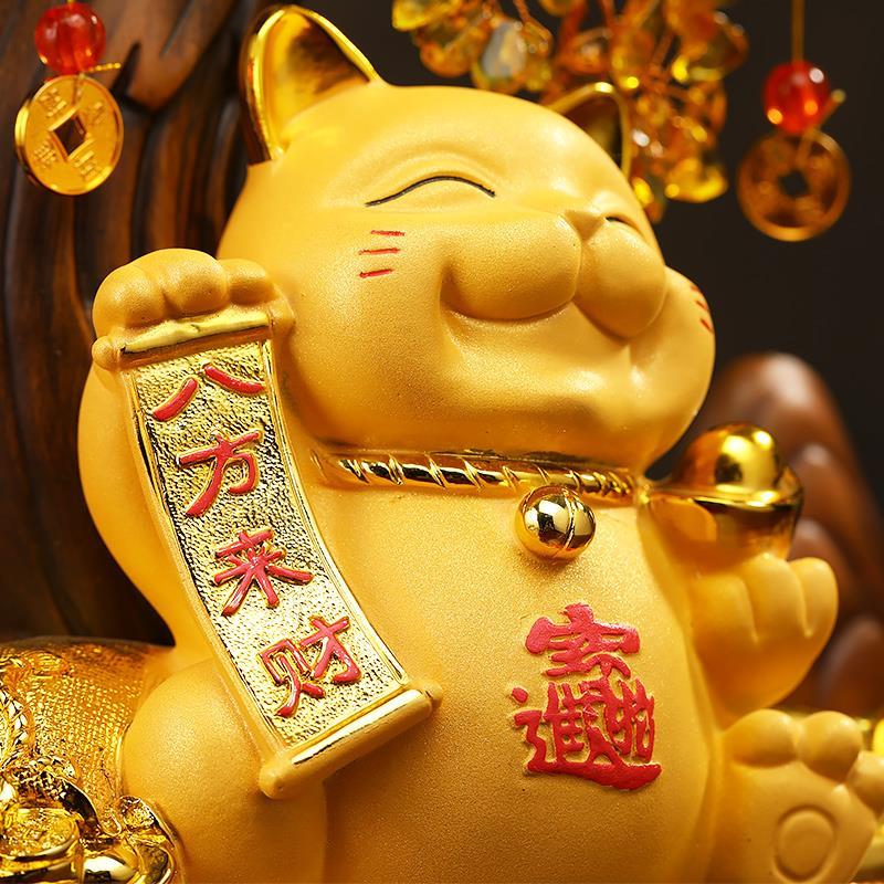 财源广进发财树招财猫摆件客厅酒柜收银台装饰品店铺乔迁开业礼物