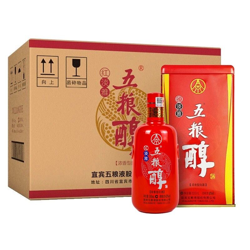 42度500ml*6瓶 五粮醇红淡雅浓香型白酒 高度名酒喜宴酒礼品