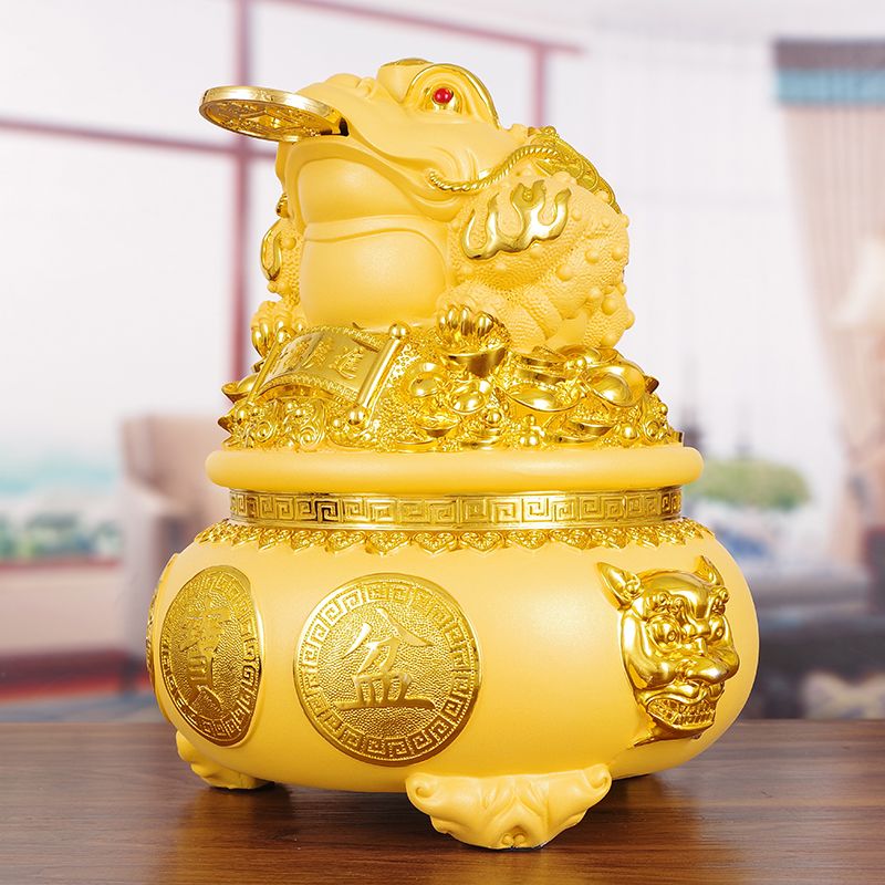 财源广进招财金蟾聚宝盆摆件送朋友闺蜜美容院店铺收银台开业礼物