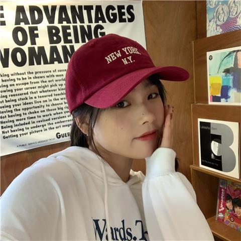 2022 new letter embroidered peaked cap women's spring fashion Korean version show face small wild sunscreen baseball hat women