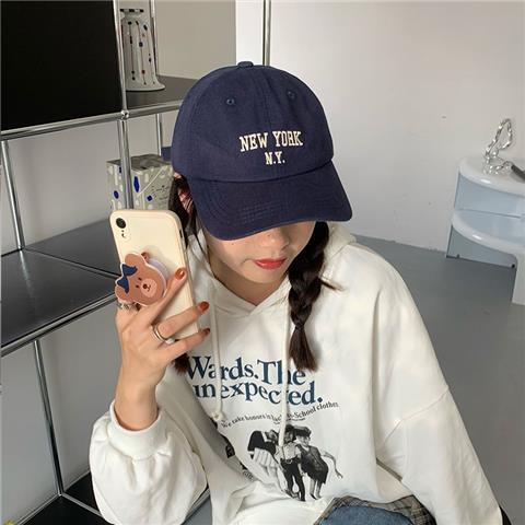 2022 new letter embroidered peaked cap women's spring fashion Korean version show face small wild sunscreen baseball hat women