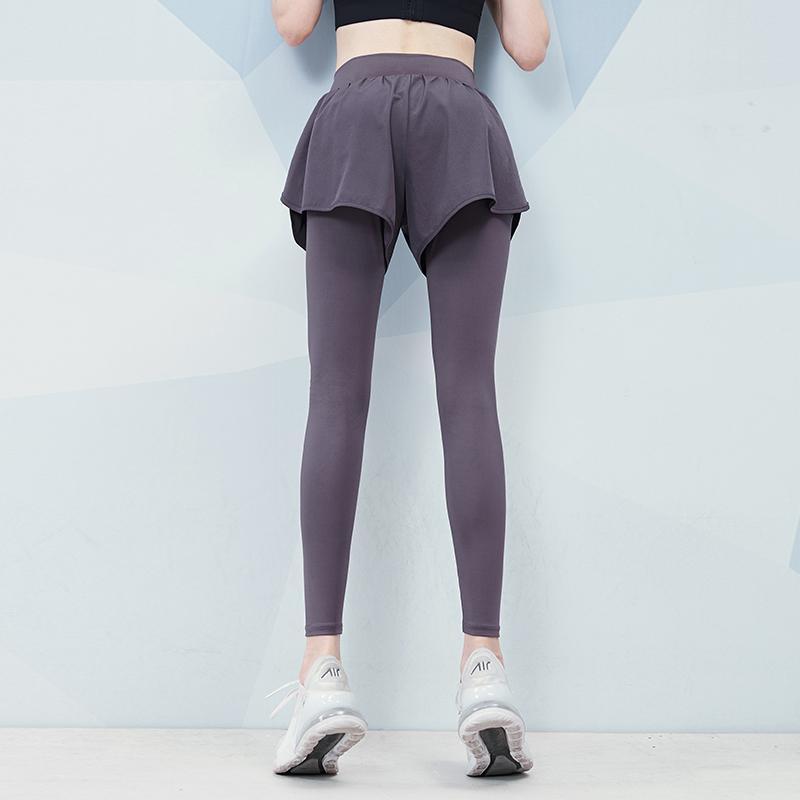 范斯蒂克瑜伽裤女高腰紧身弹力薄款运动长裤跑步训练假两件健身裤