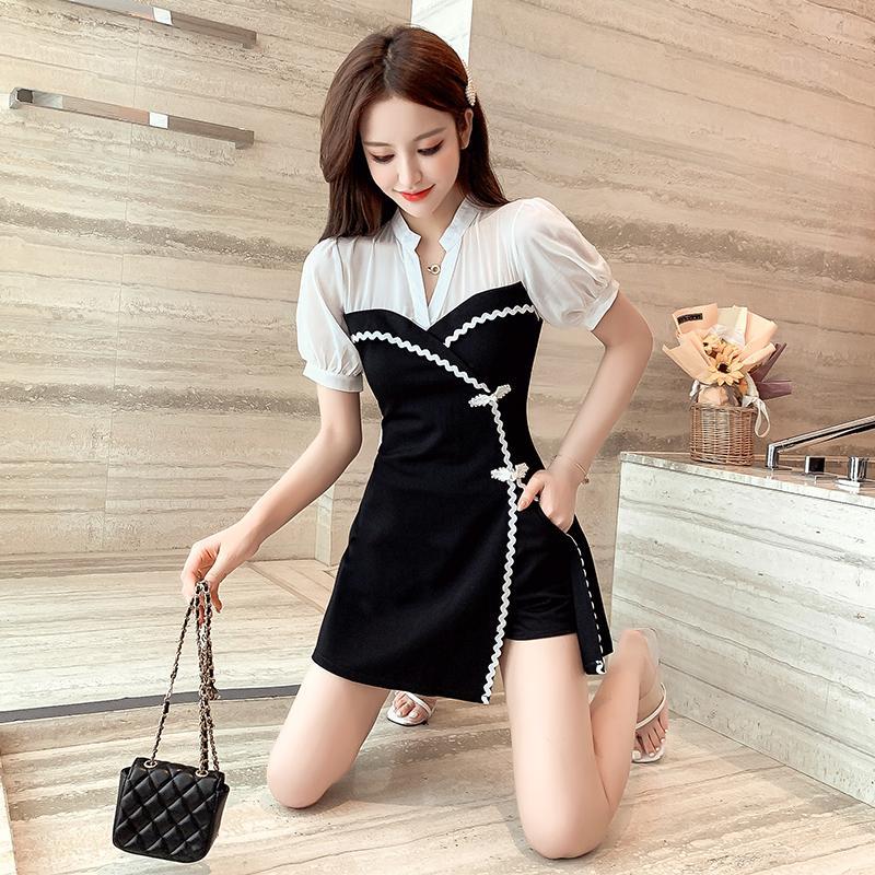 Suit  new summer retro improved national style girl young shorts cheongsam two-piece dress