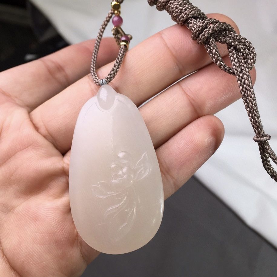 精品和田玉细润料藕粉荷花莲花挂件吊坠玉石珠宝首饰配饰牌子