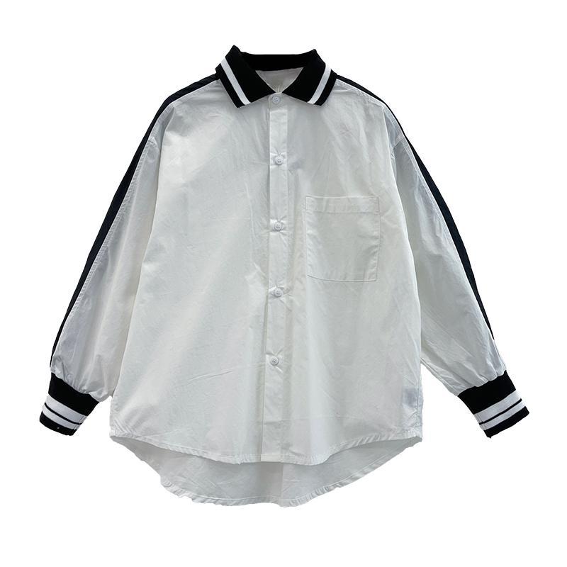 Boys' long-sleeved shirt spring and autumn new 2023 boy fashion casual loose white shirt big boy sun protection clothing