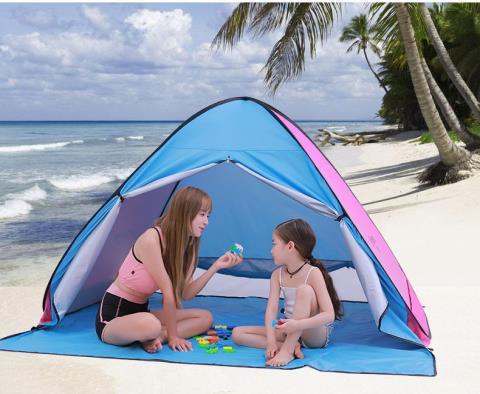 沙滩帐篷海边防晒户外24人全自动快速开钓鱼野餐遮阳儿童帐篷