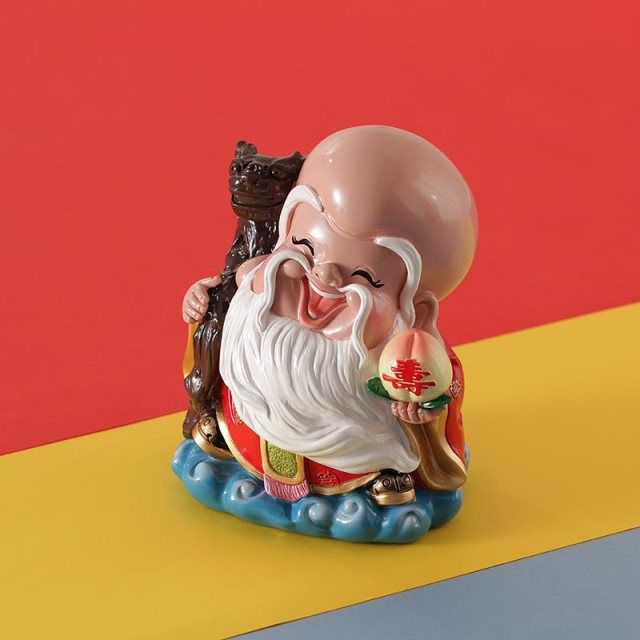 妙工坊老寿星摆件送老人生日祝寿贺寿礼物寿翁寿婆送长辈礼品寿桃