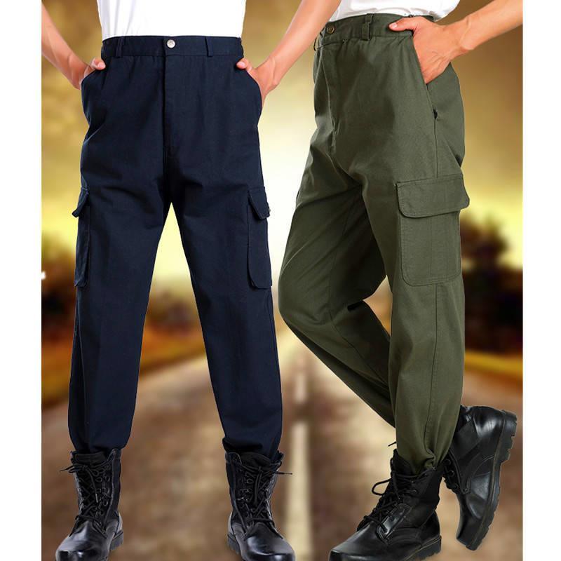 保安作训服裤子黑色网格作训裤男女特种兵夏季战术执勤裤加肥加大