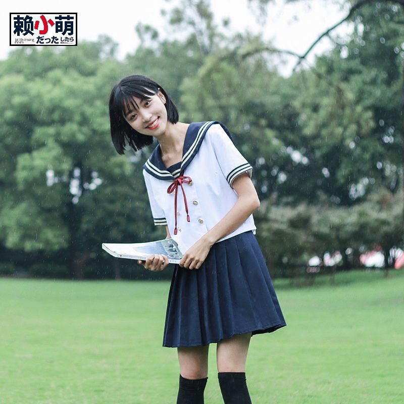 赖小萌双排扣日本海军风水手服学生jk制服毕业班服校服百褶裙套装
