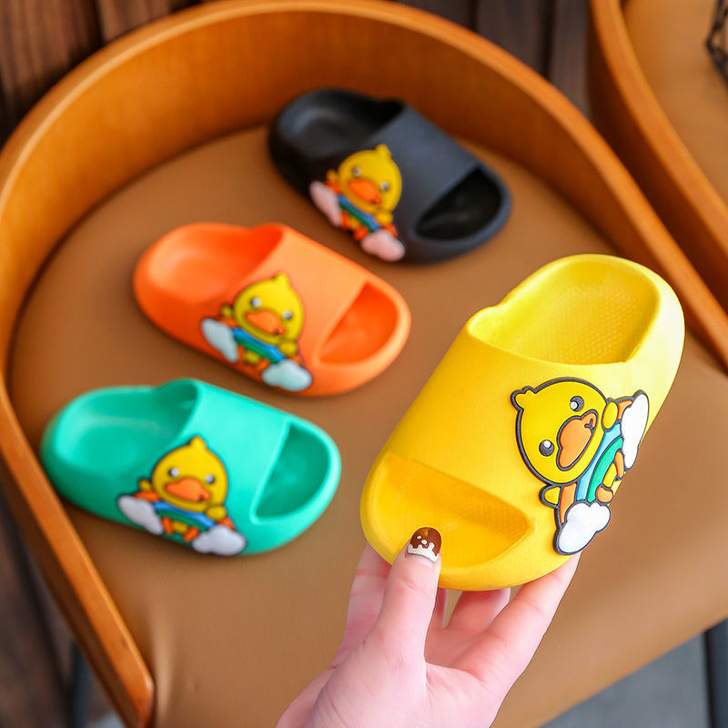 Children's slippers yellow duck boys and girls bathroom daily feces feeling soft bottom thick bottom big children's big size parent-child shoes