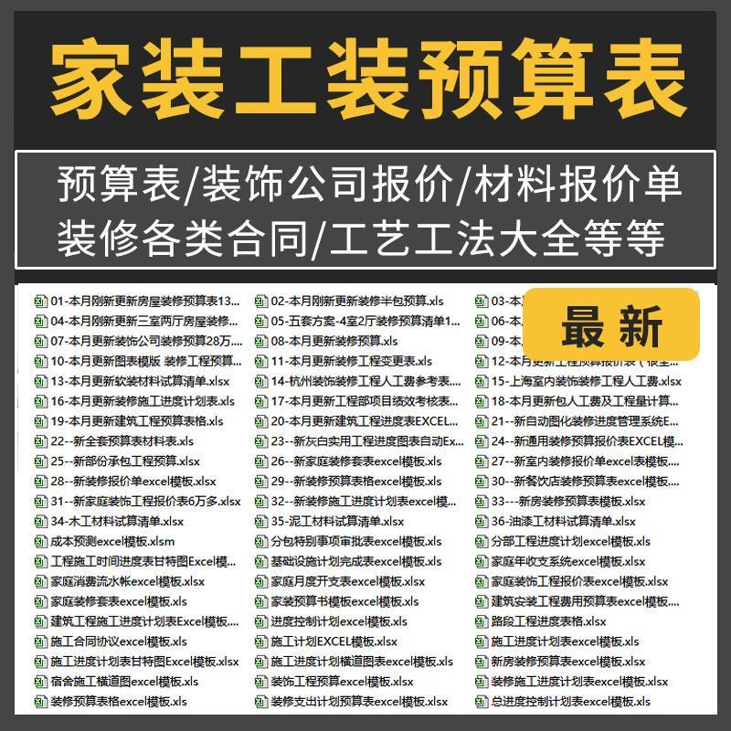 报价单模板公司产品墙绘工程表格家装预算清单室内装修施工价格表