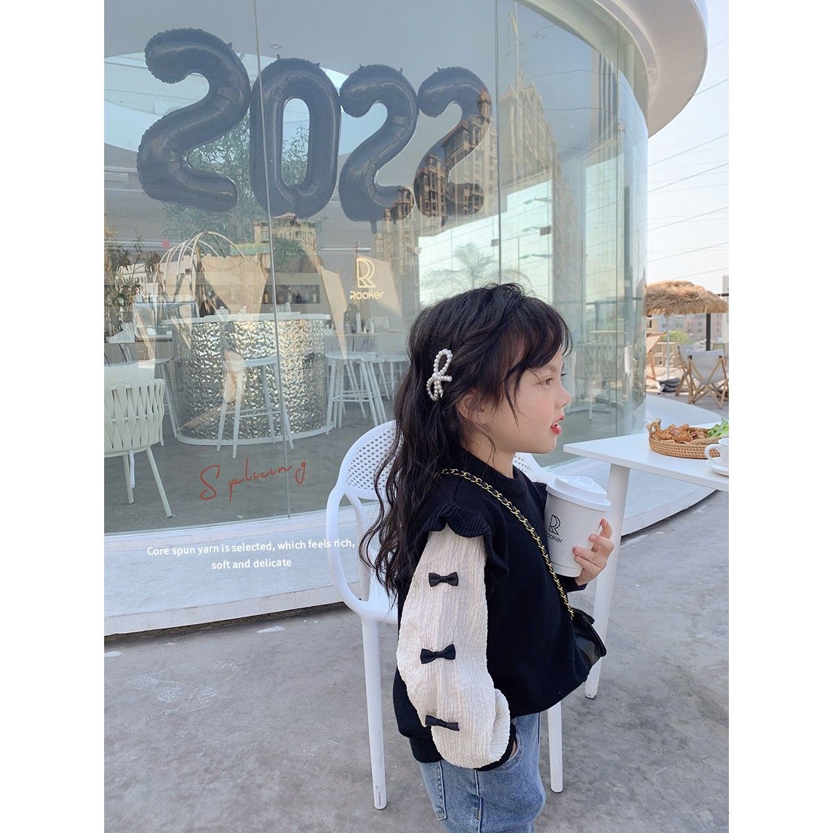 Girls' tops spliced ​​fake two-piece thin spring clothes 2023 children's T-shirt long-sleeved foreign style Korean style versatile casual trend