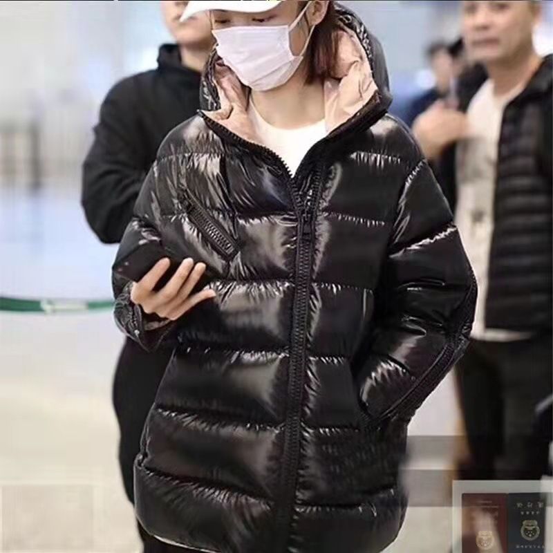 新款亮面羽绒服女短款手臂拉链男女情侣北方加厚宽松外套