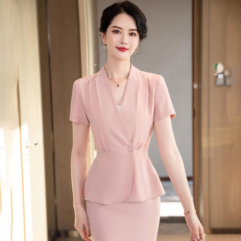 Summer new style women's slim short-sleeved blazer, temperament formal suit, sales manager professional skirt work clothes