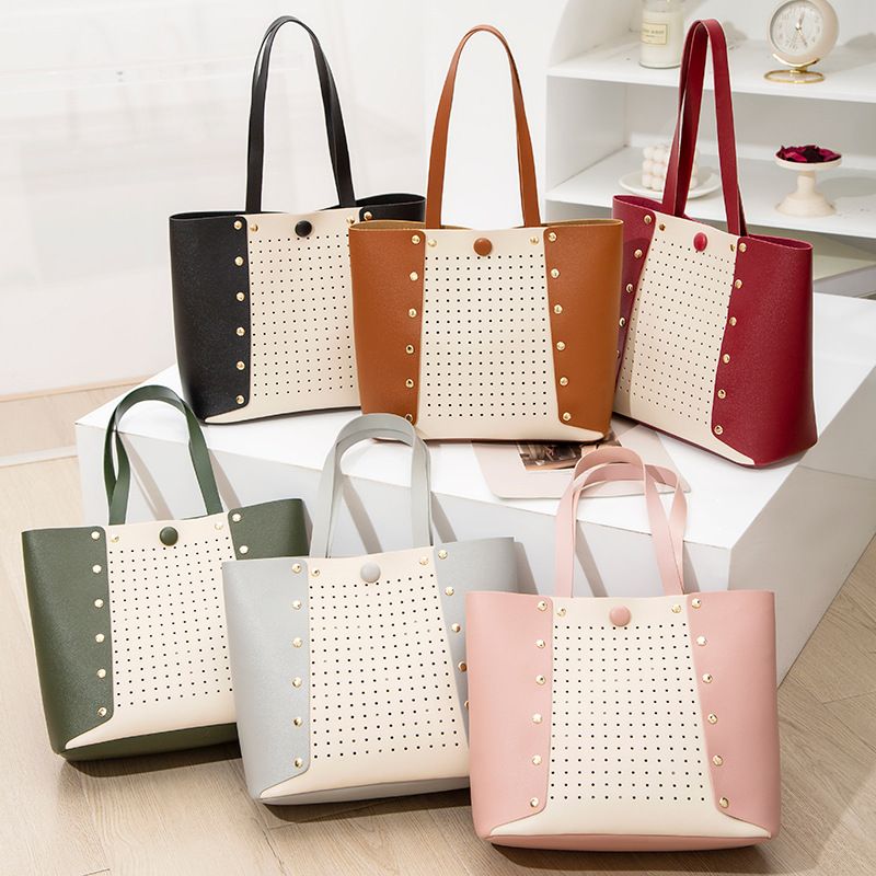 撞色手提包2021ladies handbag时尚简约购物袋潮流百搭托特包包女