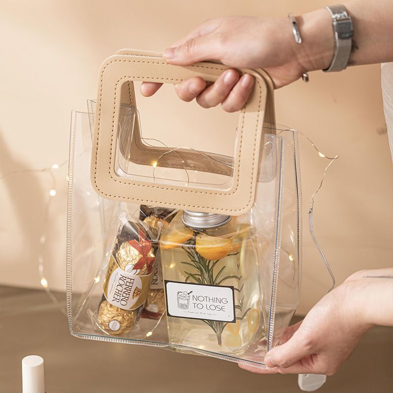 Gift bag transparent portable gift bag PVC internet celebrity large capacity packaging ins gift for girlfriend cosmetic bag