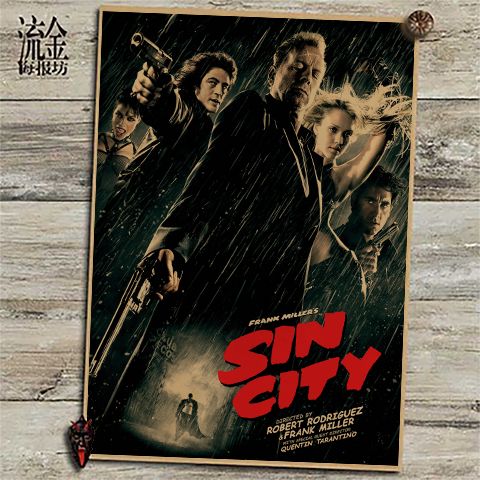 罪恶之城 sin city 伊娃格林 昆汀电影海报 复古牛皮纸装饰画酒吧