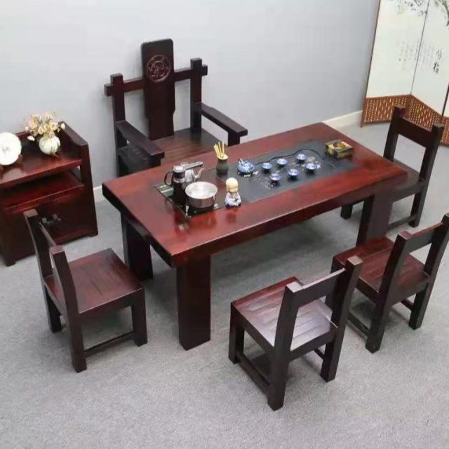 老船木茶桌椅组合实木办公室泡茶台茶具套装桌子一体功夫茶几家用