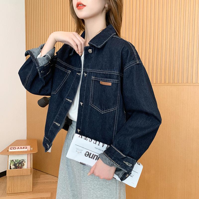 Korean style denim jacket female short section small man  early spring new retro Hong Kong style all-match top