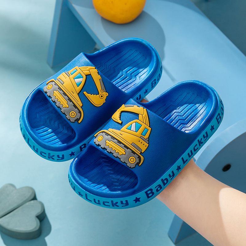挖掘机儿童拖鞋男童夏季2022新款室内家用洗澡软底防滑宝宝凉拖鞋