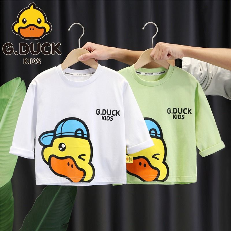 sg026小黄鸭g duck儿童春季秋装新款长袖衣服小孩男宝宝圆领t恤潮