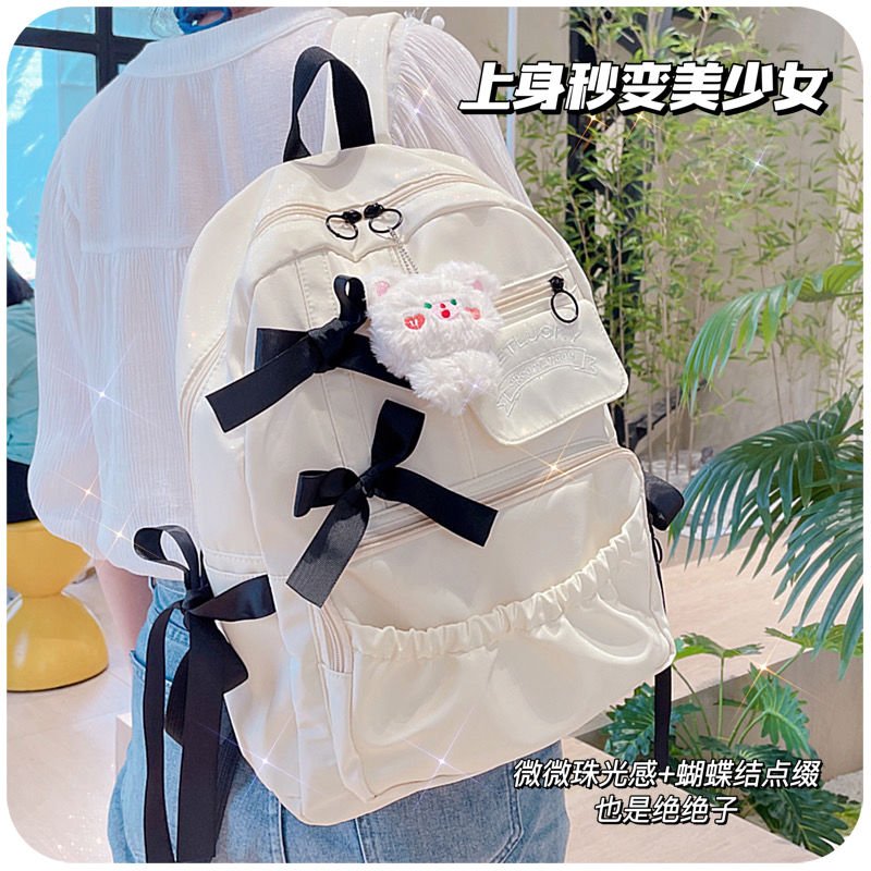 ins風蝴蝶結書包少女心女初中生小學生背包日系大容量小眾雙肩包