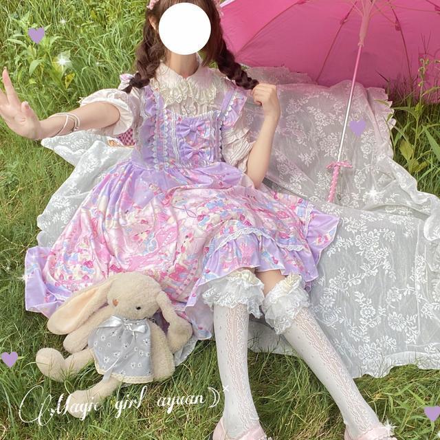韩菇凉{现货}~厂原创设计甜点派对Lolita可爱洋装jsk吊带连衣裙女