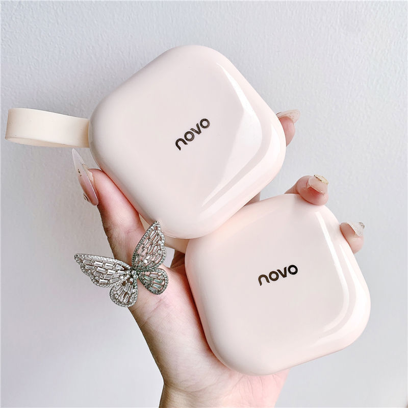 NOVO蜜粉餅定妝粉控油不脫妝防水遮瑕不卡粉乾濕兩用學生修容粉餅