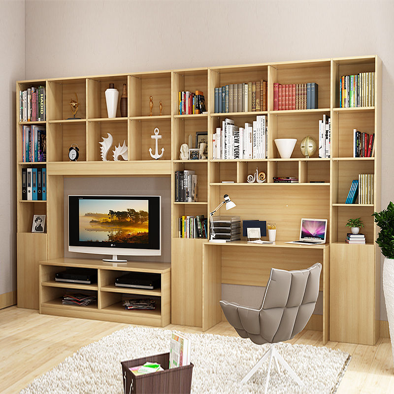 北欧电视柜书柜一体组合墙柜书桌客厅液晶影视背景墙柜子家具定制