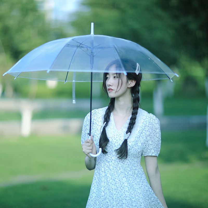 透明雨伞女生高颜值伞晴雨两用学生韩版简约雨伞女ins森系小白伞