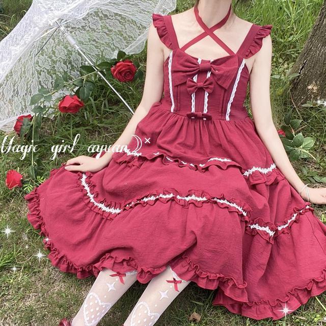 Korean mushroom cool {spot}~ factory original design Lolita Qingfeng Xiaoxia dress medieval suspender jsk dress female