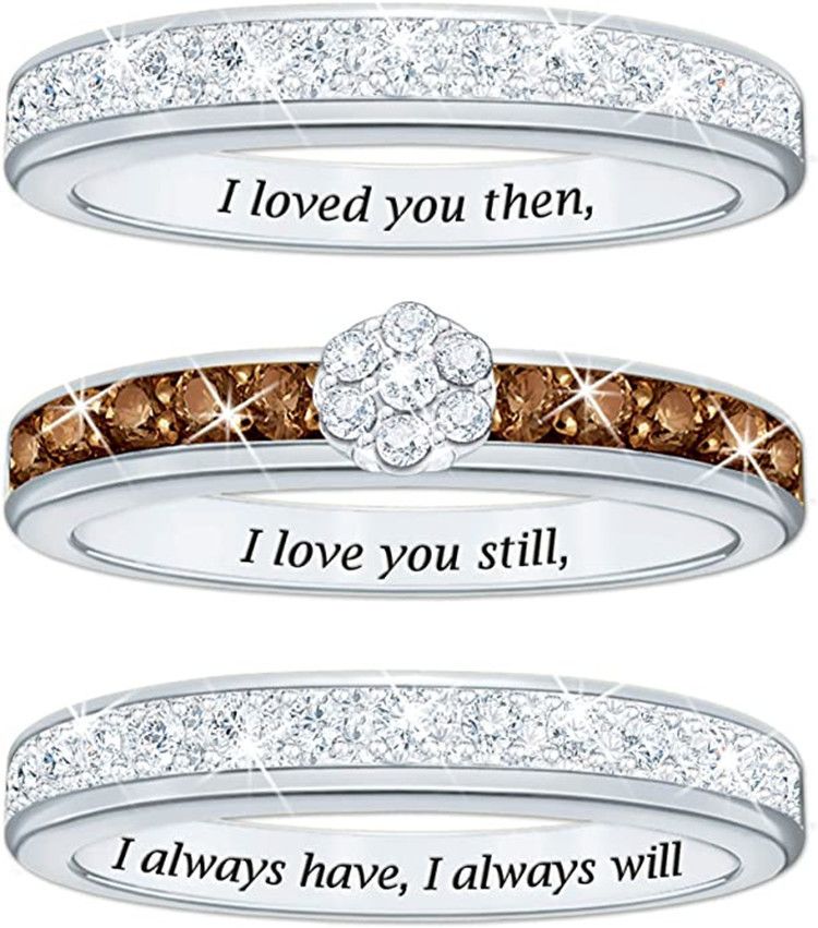 Set Di 3 Anelli Floreali In Argento Gioielli Moda Eleganti_voghion.com