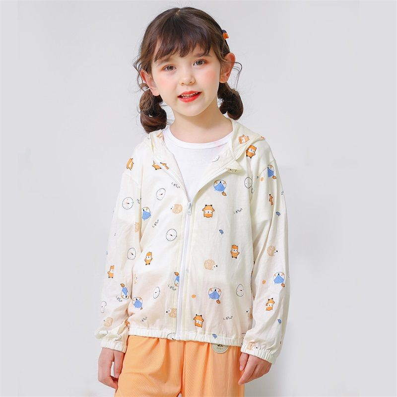 Children's sunscreen clothing summer thin breathable baby air-conditioning shirt boys and girls sunscreen clothing ice silk jacket