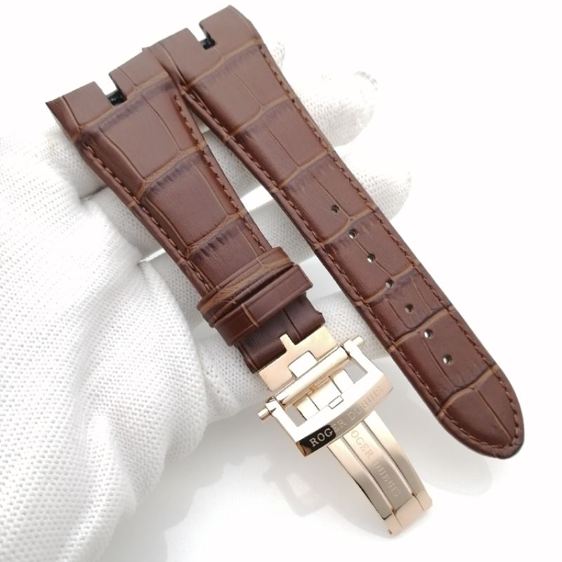 适用罗杰杜彼比42mm王者系列0392皮带0393原装折叠扣真皮表带27mm