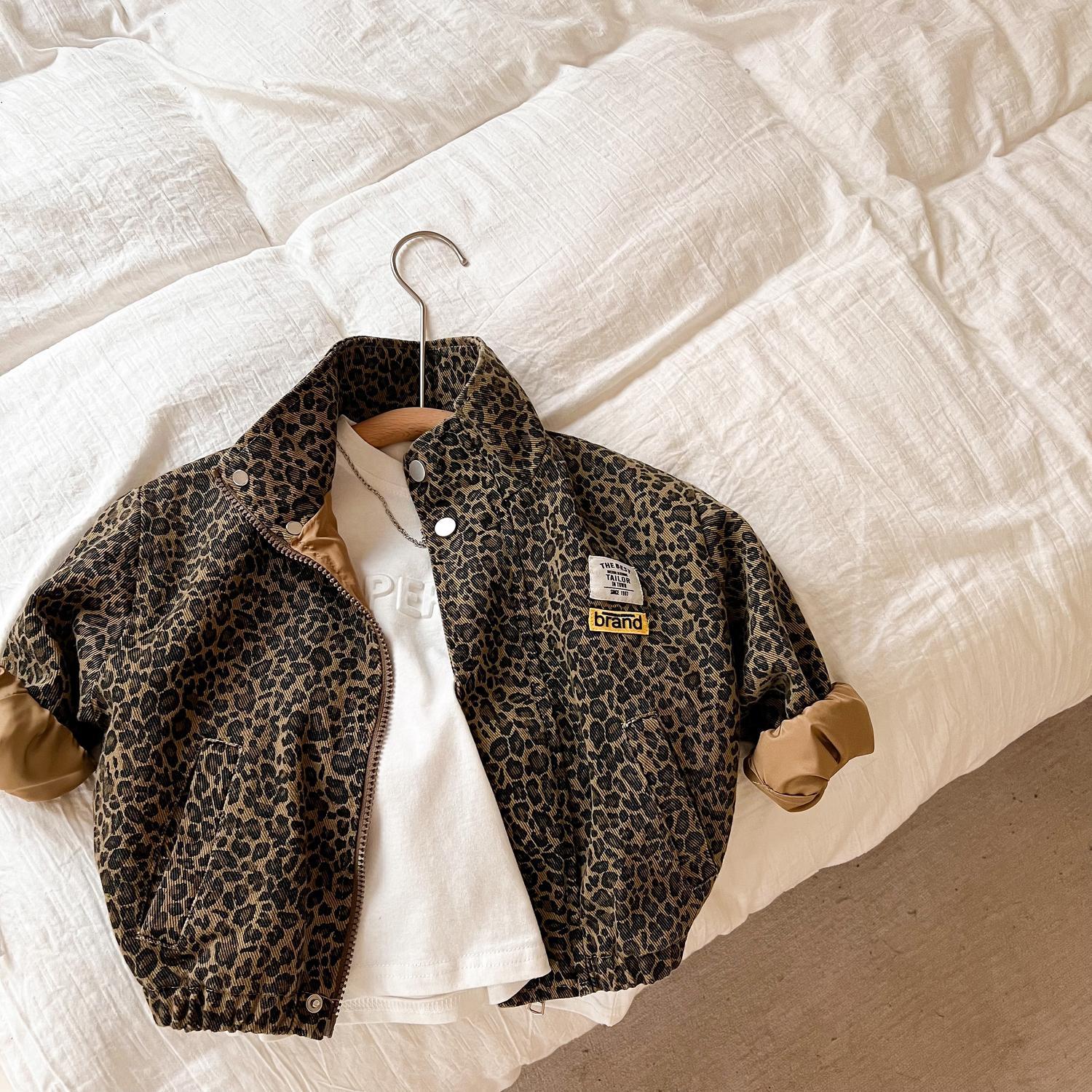 Children's Leopard Print Spring And Autumn Outerwear Korean Girls' Baby Jacket Boys' Top New Style_voghion.com