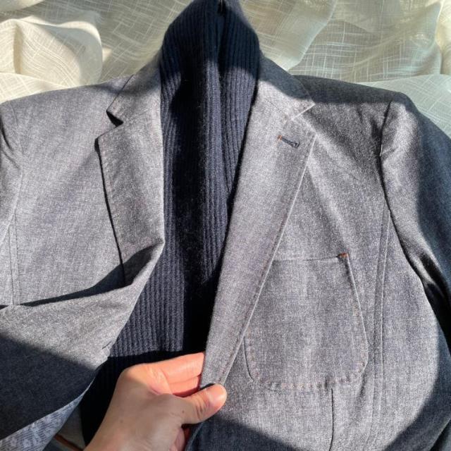 简洁纯棉色雅痞男士日常休闲西服西装外套春秋
