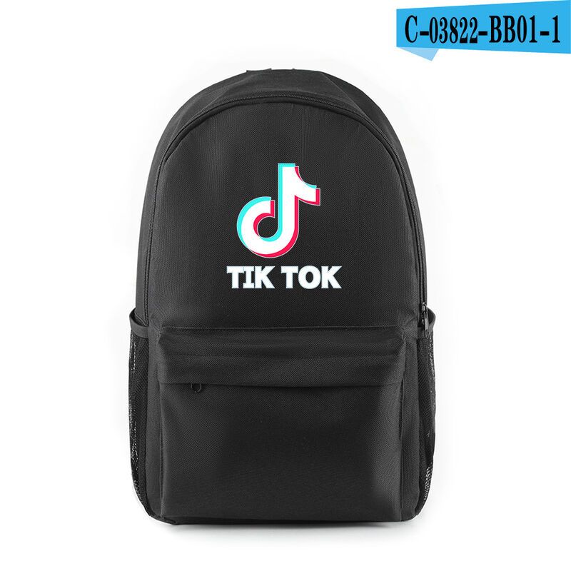 跨境批发抖音字符tik tok同款学生书包双肩包潮流款男女款背包