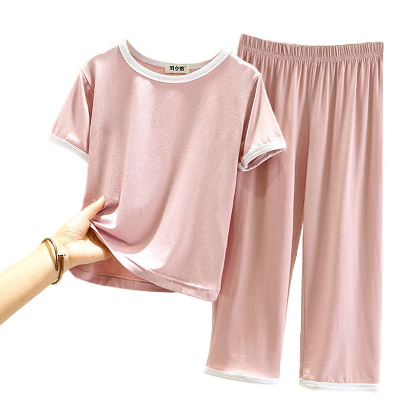 2022 spring and summer children's modal pajamas set boys and girls baby home long sleeves long johns two-piece set