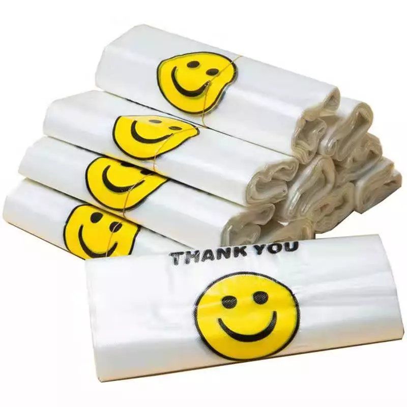 笑脸一次性透明塑料袋定制做食品袋商用打包背心购物方便手提袋子