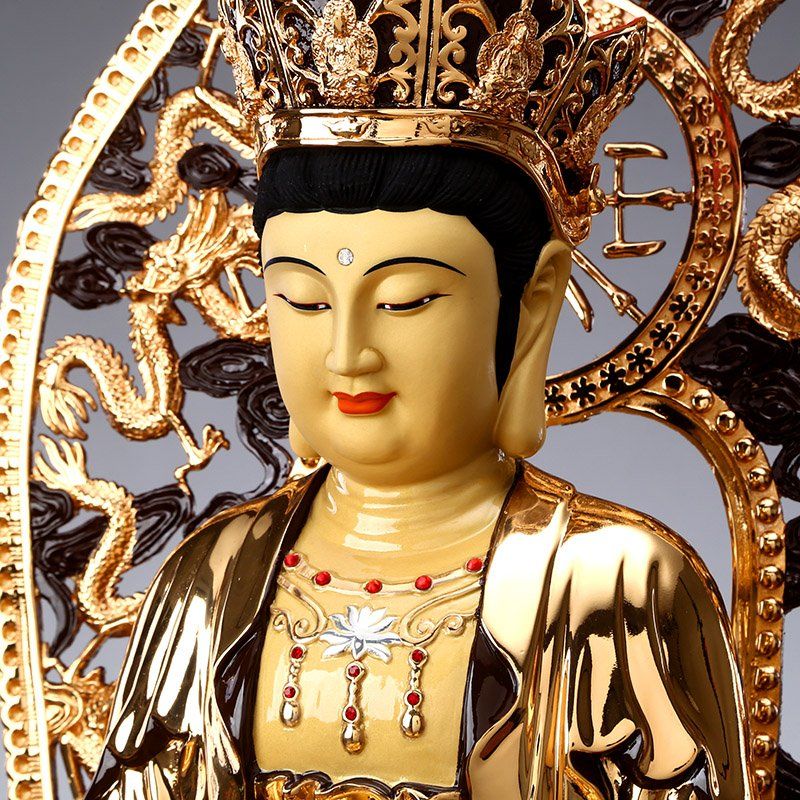 圆通佛具21寸毗卢观音铜鎏金毗卢观音佛像家用供奉纯铜观音摆件