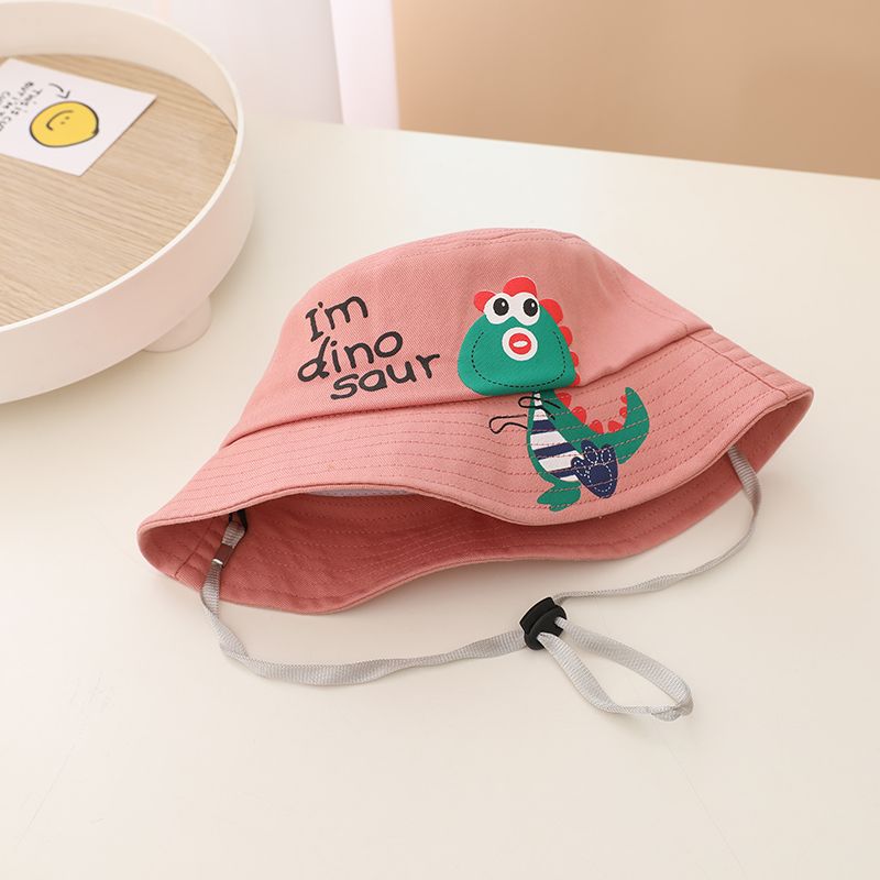 2023 Spring Girls Casual Cotton Sun Hat Children's Basin Hat Cute Cartoon Dinosaur Boy Sunscreen Fisherman Hat