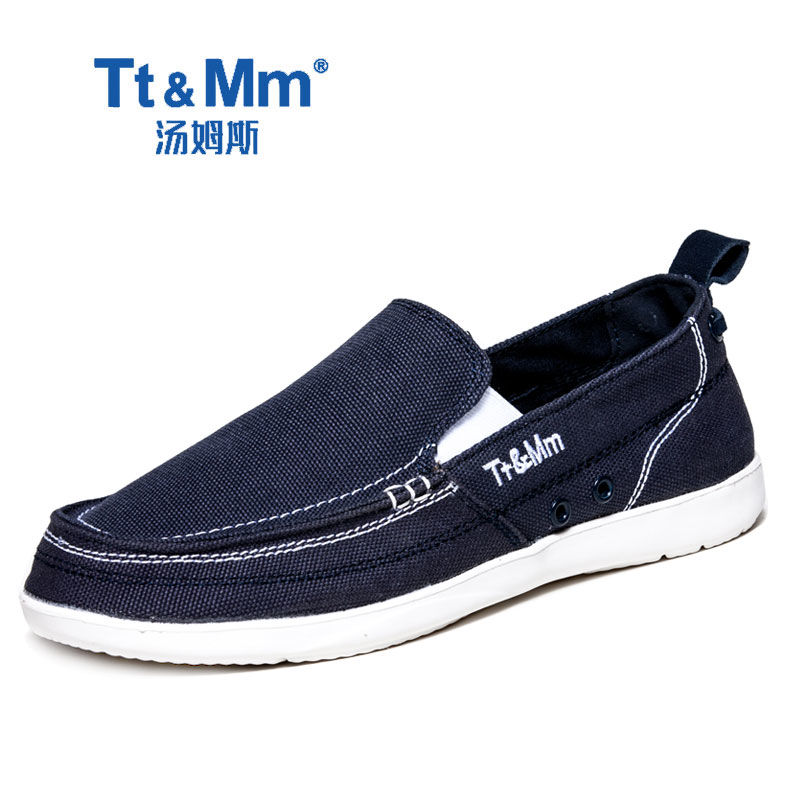 tt&mm/汤姆斯男鞋夏季沃尔卢帆布鞋男韩版低帮一脚蹬懒人休闲鞋