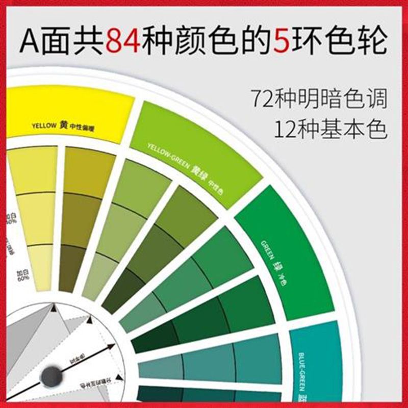 色轮卡12色相环中文颜色彩搭配调色配色卡色轮表比例色盘卡布料油【3